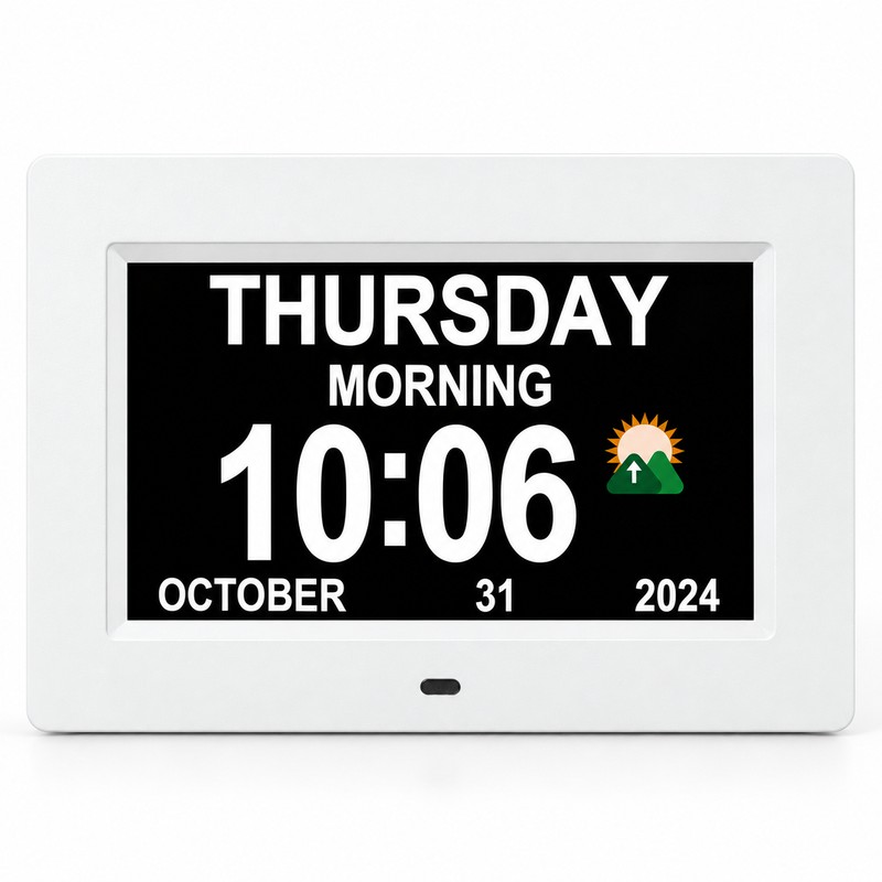 7-Inch Digital Calendar Clock for Seniors – Large Day &