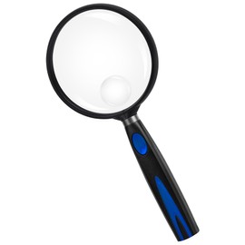 Magnifier, 10x and 30x, Handheld Magnifier, Large, Easy to View, Lightweight, Simple, Diameter 3.0 inches (75 mm), Convenient for Reading Materials (Blue)