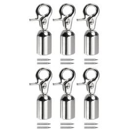 QUARKZMAN Cable End Cap, 13 mm (0.51 Inch) Socket End Cap Terminators, Cord Findings for Making Tassel Bag Straps, Pack of 6, Silver (53 x 25 mm)
