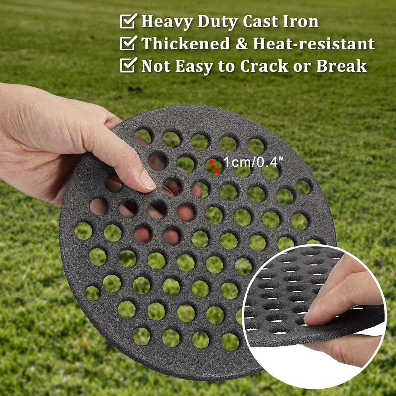 SUMTree Round Cast Iron Cooking Grate, Round Hole Grate, Black,