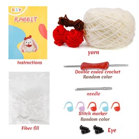 FUGUT Rabbit Animals Crochet Kit for Beginners Adults and Kids, DIY Knitting Kit Supplies, Learn to Crochet Set with Step-by-Step Video Tutorials Instructions