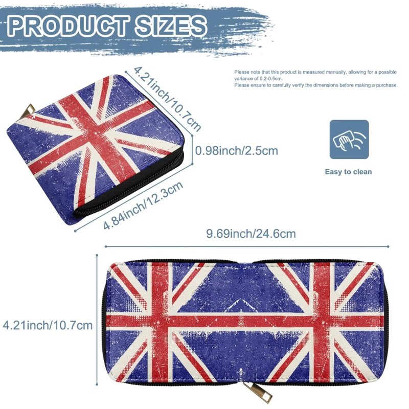 Dngkaoje Retro UK Flag Print Bifold Wallets for Men PU