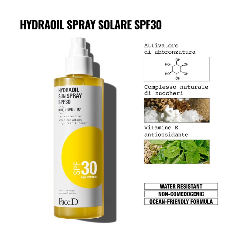 Face D Hydraoil Sonnenspray für Körper und Haar, LSF 50,