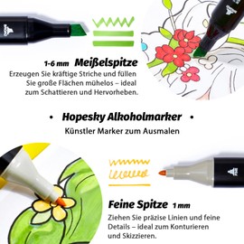 Hopesky 168 Colors Alcohol Markers - Dual Tip Permanent Art Markers Set for Coloring Drawing Painting, Fine and Chisel Tip Alcohol Based Pens with Carrying Case for Adult Artists