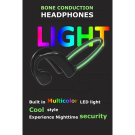 AIFMY Bone Conduction Headphones Wireless Open Ear Headset, with MP3 Player 32G Memory with Colorful Night Running Light HiFi Sound Bluetooth Earphones (No Memory)