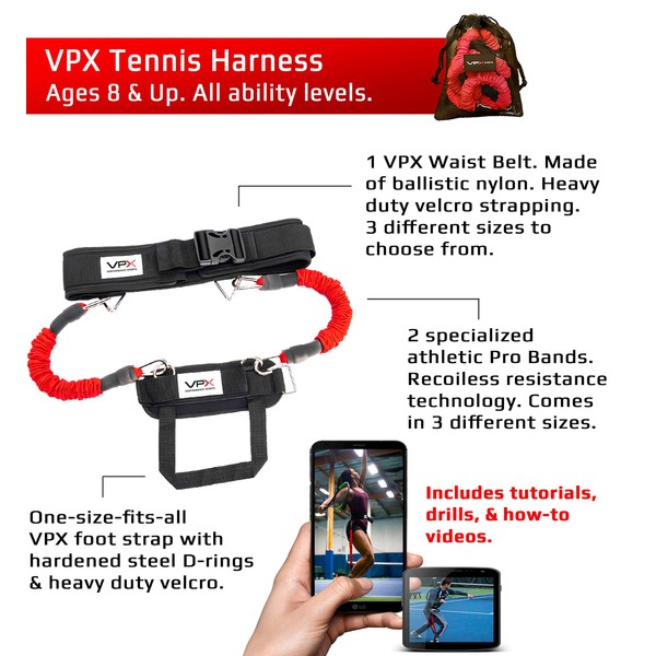 VPX Tennis Swing Trainer Increases Power, Exit Ball Velocity, Shot Accuracy, & Serve Speed, Improves Forehand, Backhand, Slice, & Compression Racket Torque, for Men, Women, Boys, Girls, & Kids