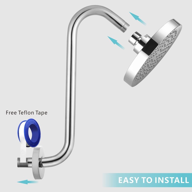 Nuodan Shower Head Extension Arm with Flange, S Shaped High