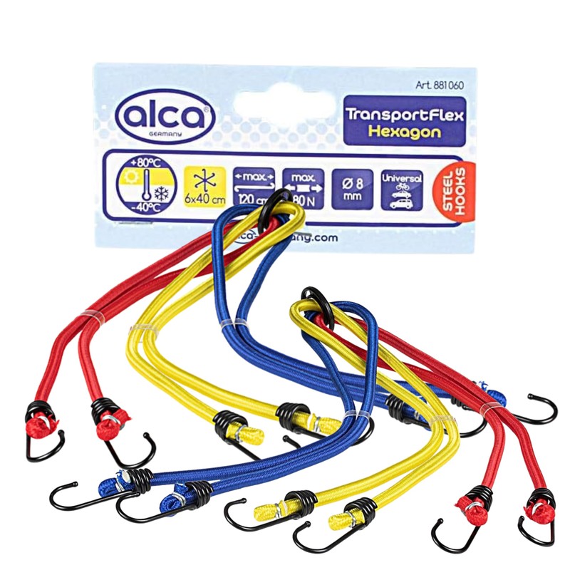 alca Bungee Cords Elastic Stretch Luggage Straps Set of 6