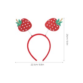 MAGICLULU Strawberry Headband Glitter Strawberry Headband Tinsel Strawberry Headbands Strawberry Design Headbands Hawaiian Party Hair Band Boppers for Easter Luau Party