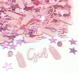 Baby Shower Confetti - Its A Girl, Glitter Confetti Sprinkles for Birthday Party Table Scatters Decoration, Table Scatter Confetti Baby Gender Reveal Jungle Birthday Decorations A3BSZX(girl)
