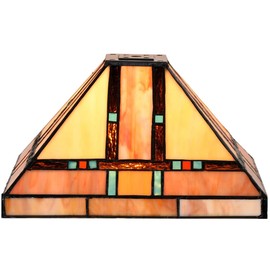 Bieye S10798 Tiffany-Style Stained Glass Mission Lampshade - 10-Inch Wide - Iridescent Elegance