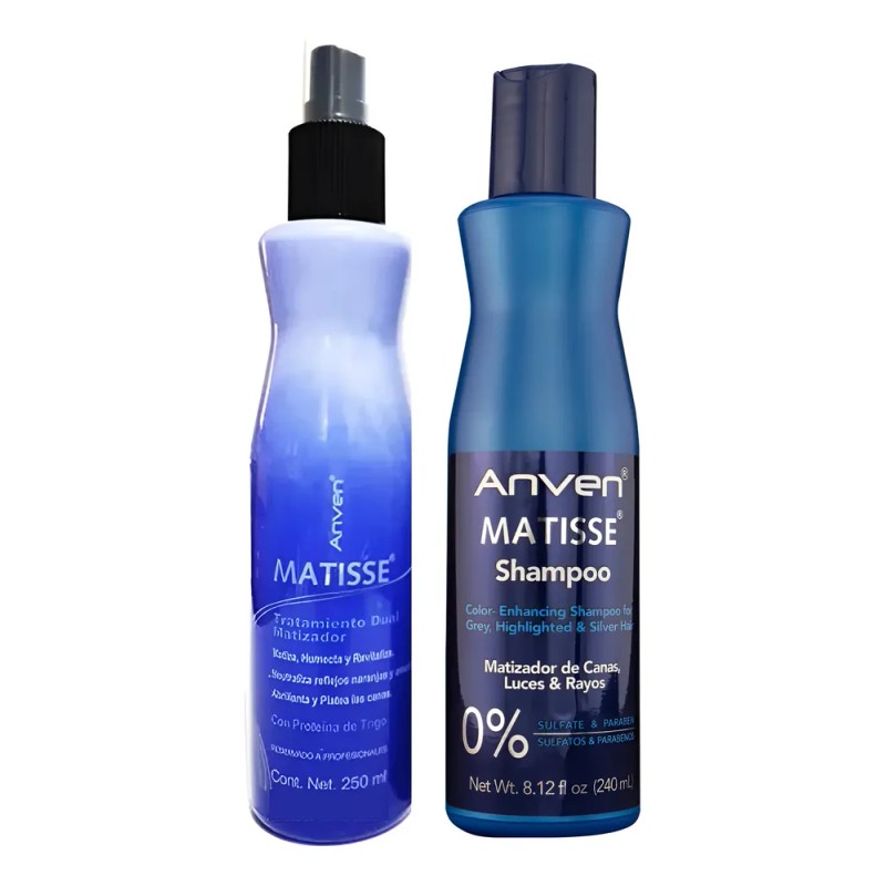 Shampoo Matizador + Tratamiento Dual Sin Enjuague Anven