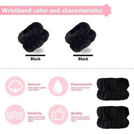 2pcs Wrist Bands for Washing Face, Microfiber Face Washing Wristbands, Arm Wrist Towels, Spa Face Wash Wristbands, Stretchy Absorbent Wash Band for Woman Children