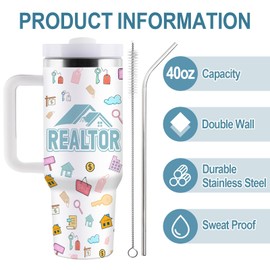 Sighdorm Realtor Gifts for Women Men, Closing Gifts for Realtors, Real Estate Agent Gift, 40oz Stainless Steel Tumbler