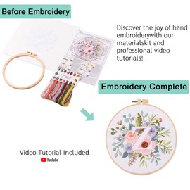 REEWISLY REEWISLY Embroidery Kit for Letter Z,Embroidery Starter Kit with Pattern and Instructions,1 Plastic Embroidery Hoops,Color Threads,Instructions and Needles,DIY Adults Embroidery, Video Teaching