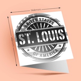 1 x Greeting Card BW - St. Louis Missouri USA American Flag - Blank Birthday Celebration Anniversary #40541