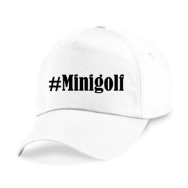 Baseball Cap with Hashtag # Mini Golf Baseball Cap With Hashtag Diamond for Men or Women and Children... in the trend colour: Black and White Hip Hop Streetwear.. Ball Cap with Large Screen - White