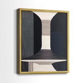 Renditions Gallery Set of 2 Peel & Stick Framed Prints, Abstract Wall Art, Blue & Gray Woven pattern Wall Decor, Re-Stickable - Ready to Hang - 22"x28" - Gold Frame LT608