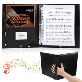 Sheet Music Folders Choir Binder: Piano Music Sheet Holder Storage Fits Letter Size 8.5 x 11 Inch - 3 Ring PU Leather Choral Music Folder with Hand Strap for Guitar, Orchestra, Band (PU Leather)