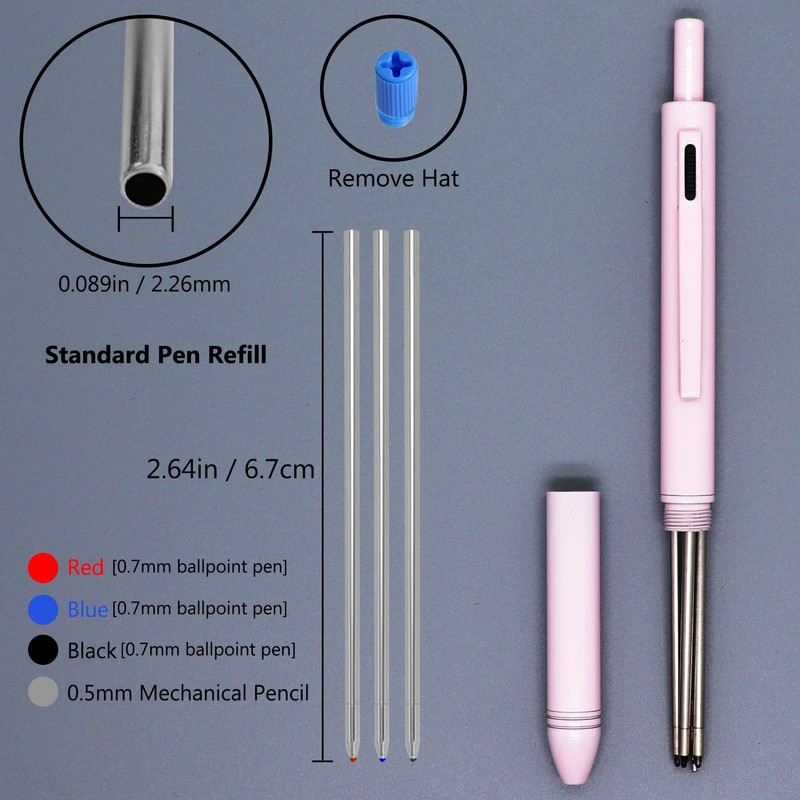 HeTaoCat 4-in-1 Multicolor Writing Set, 0.5mm Mechanical PencilMetal Cased Multifunction