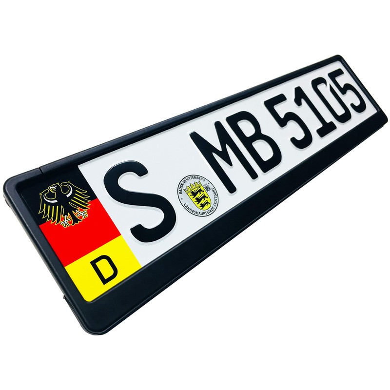 Germany Coat of Arms License Plate Flag + Eagle (Stuttgart