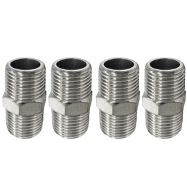 Beduan 3/8" Male to 3/8"Male NPT Hex Nipple Stainless Steel Pipe Fitting (Pack of 4)