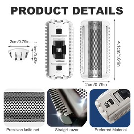 XPEX 2 Stück Ersatz Scherfolienkopf Für Brl140 Brl130 Bre620 Bre640 Bg2040 Bg2020,TT2000/43 Rasierklingen Wet And Dry Scherkopf, Trimmer Scherkopffolie, Ersatzfolienkopf (Weiß)