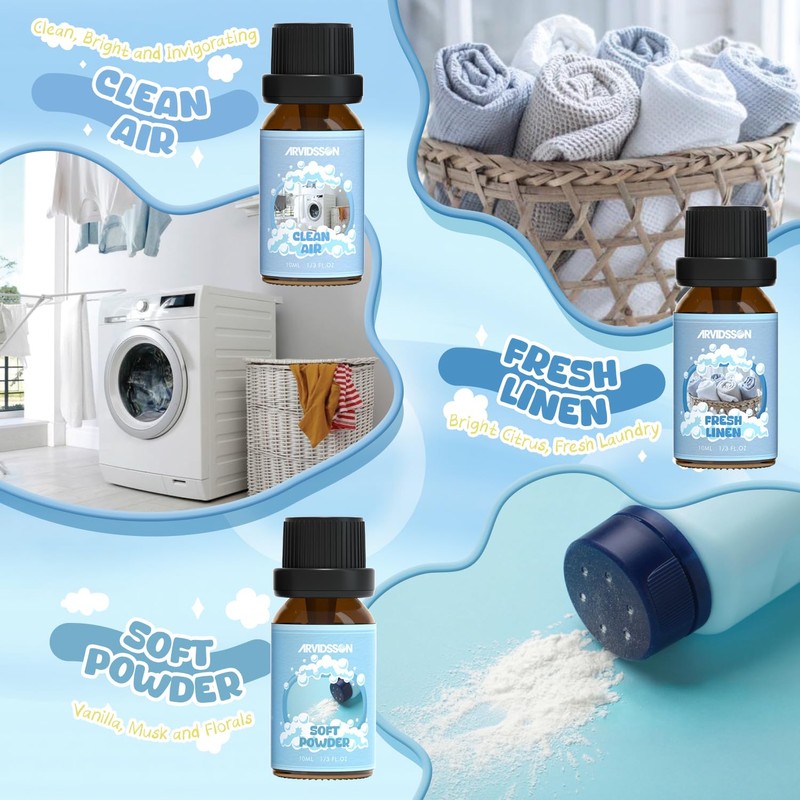 Clean Essential Oils Set, ARVIDSSON Natural Fragrance Oil for Diffuser,