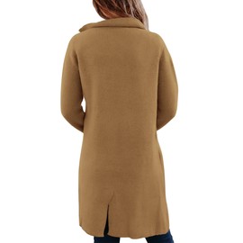 KIRUNDO Cardigan Sweaters for Women 2025 Fall Open Front Knit Sweater Jackets Business Casual Long Coatigan Winter Clothing(Khaki, Medium)