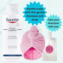 Shampoo for Itchy Scalp Bundle with Eucerin Urea Shampoo 250ml and Rab Gifts Hair Wrap and Travel Bottle