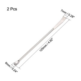 uxcell Micro Lab Sampling Reagent Spoon 304 Stainless Steel 2 in 1 Double Head Laboratory Mixing Spatula 125mm 2Pcs