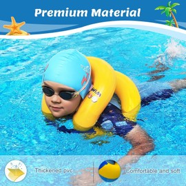 Swim Vest for Kids 33-88 lbs-Portable Inflatable Pool Floats Swimming Ring with Adjustable Safety Buckle-Swim Arm Bands with Double Surround Air Bag (Yellow, S(for Weight:33-50lbs/age 3-6 yrs))