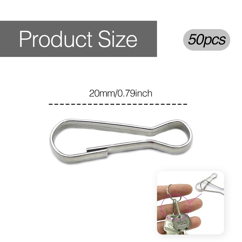 50 Pcs Flag Pole Clips,50mm Stainless Steel Flagpole Attachment,Lanyard Snap