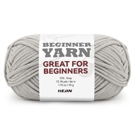 60g Grey Yarn for Crocheting and Knitting;66m (72yds) Cotton Yarn for Beginners with Easy-to-See Stitches;Worsted-Weight Medium #4;Cotton-Nylon Blend Yarn for Beginners Crochet Kit Making