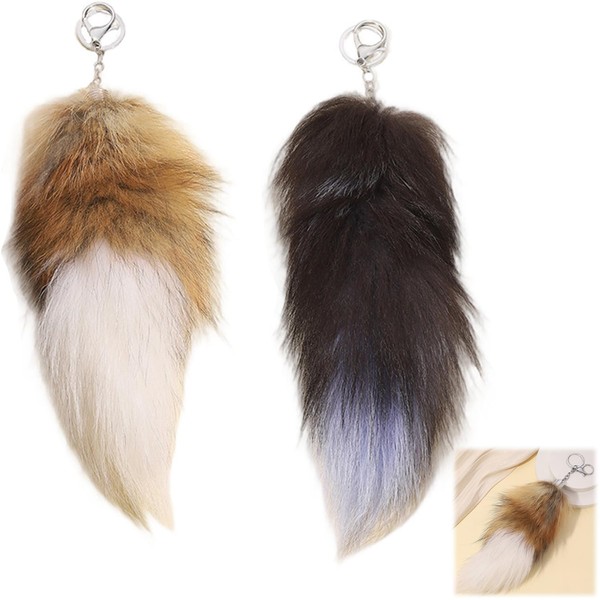 Lqucwepp 2PCS 30cm Huge and Fluffy Real Fox Fur Faux