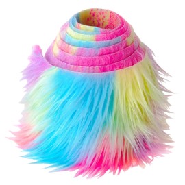 MUSLONG Faux Fur Band Faux Fur Fabric, Luxurious Shaggy Fur, Rainbow, 10 x 150 cm, Ideal for Crafts, Sewing, Decorating