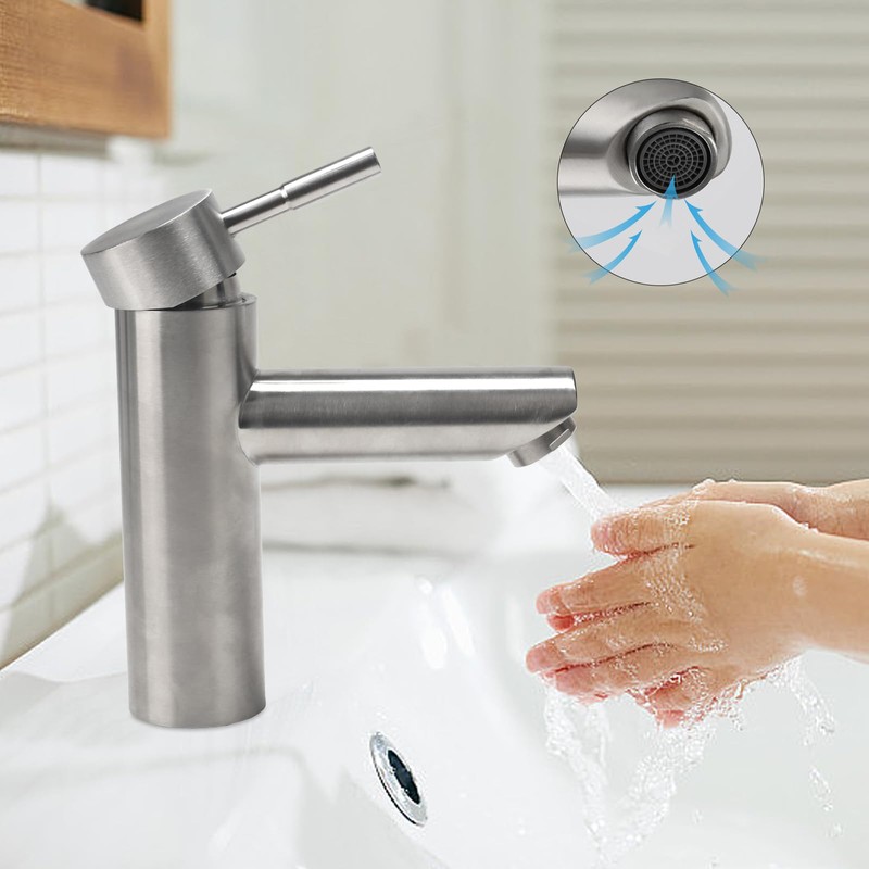 Minnhua Straight Bathroom Mixer Tap with 1 Hoses, Wash Basin