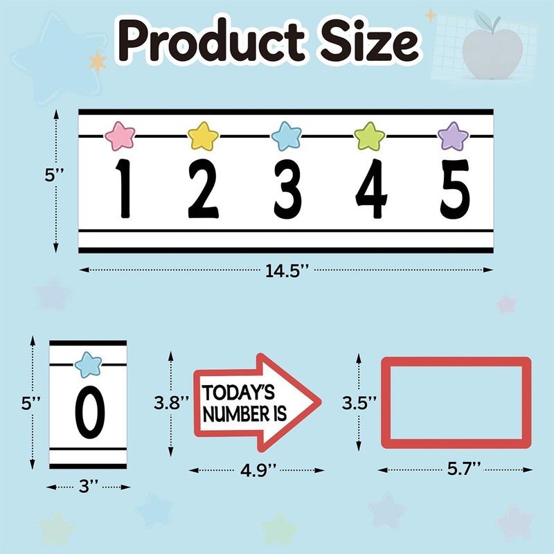 QTDS Number Line for Classroom Wall -20 to 120, Pastel