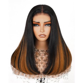 Arabella Hair 5x6 Glueless Wigs Human Hair and 4 Pcs 1B/30 Clip in Hair Extensions Pre Plucked Pre Cut 280% Density Glueless Wigs Human Hair Pre Plucked Bleached Knots Straight Wig Human Hair 18inch