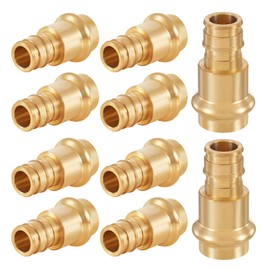 10-Pack HeSun Copper Press Fitting Adapter,1/2" PRESS X 1/2" PEX-A Expansion F1960 Coupling, LF Brass(PEX1960183-10)