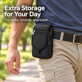 Phone Belt Pouch – Nylon Multi-Pocket Holder for Hands-Free Travel, Hiking & Daily Carry