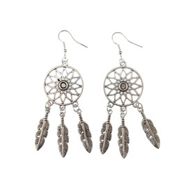Miniblings Dream Catcher Earrings Hanging Dream Dreams Spiritual Indian Boho - Handmade Fashion Jewellery I Earrings Earrings Silver Plated, Metal