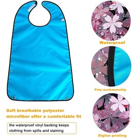 VOPHIA 1 Pcs Adult Bibs for Women Washable Bib Reusable Waterproof Clothing Protector with Optional Crumb Catcher