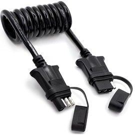 4 Way Flat Trailer Light Wiring Extension 4.5Ft 55 In, Stretchable Coiled Cable Hitch Plug With Sealed Cap, Hefty Outer Sheath Cooper Wire Harness, Quick-Connect 4 Pin Trailer Adapter Extender
