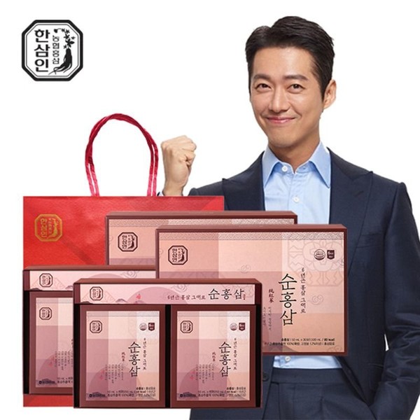 [Nonghyup Red Ginseng Hansamin] 2 sets of pure red ginseng 50mlX30 packets + 2 shopping bags, single option / [농협홍삼 한삼인] 순홍삼 50mlX30포 2세트+쇼핑백2장, 단일옵션