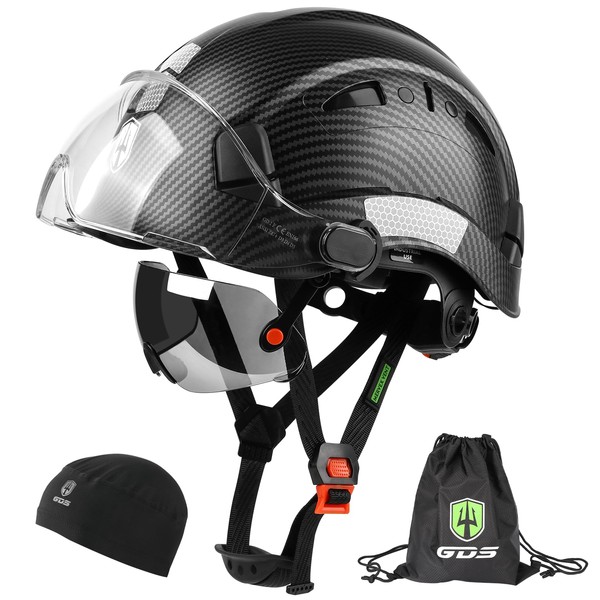 GREEN DEVIL Safety Hard Hat with Tinted & Clear Visor