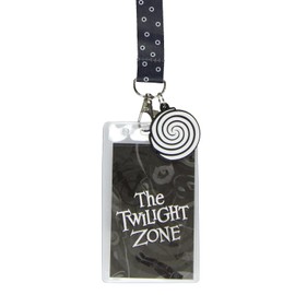 The Twilight Zone ID Lanyard Badge Holder with Logo Card and 2" Hypnotic Spiral Rubber Pendant