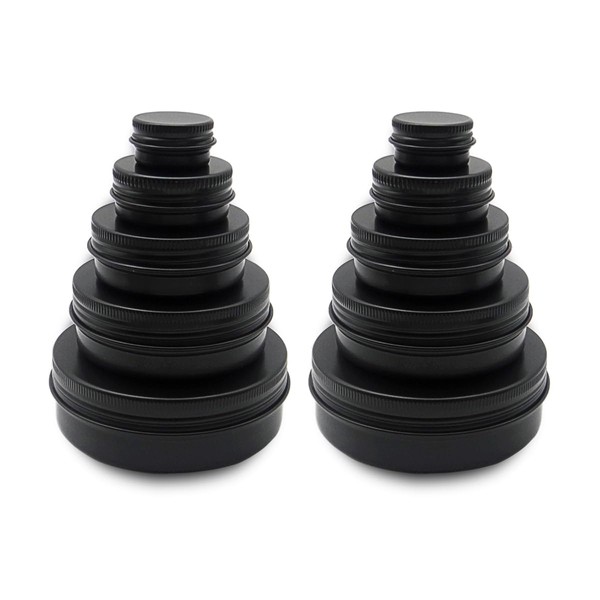 Wopanxye Aluminum Jars 10 Pack 60ml 15ml Black Empty Container