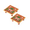 Handicrafts Paradise Marble Chowki Pair with Peacock Design Painted