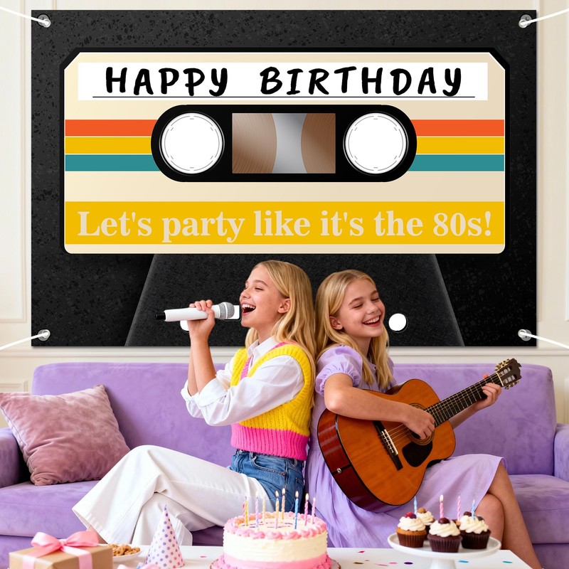 Let's Party Like It's The 80s Backdrop - Retro Cassette